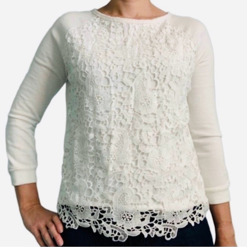 🛍️Adrianna Papell XL White Lace Blouse